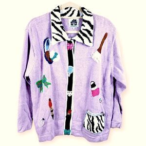Storybook Knits Lilac Button Front Cardigan Lipstick
Bow Nail Polish Makeup Sz M